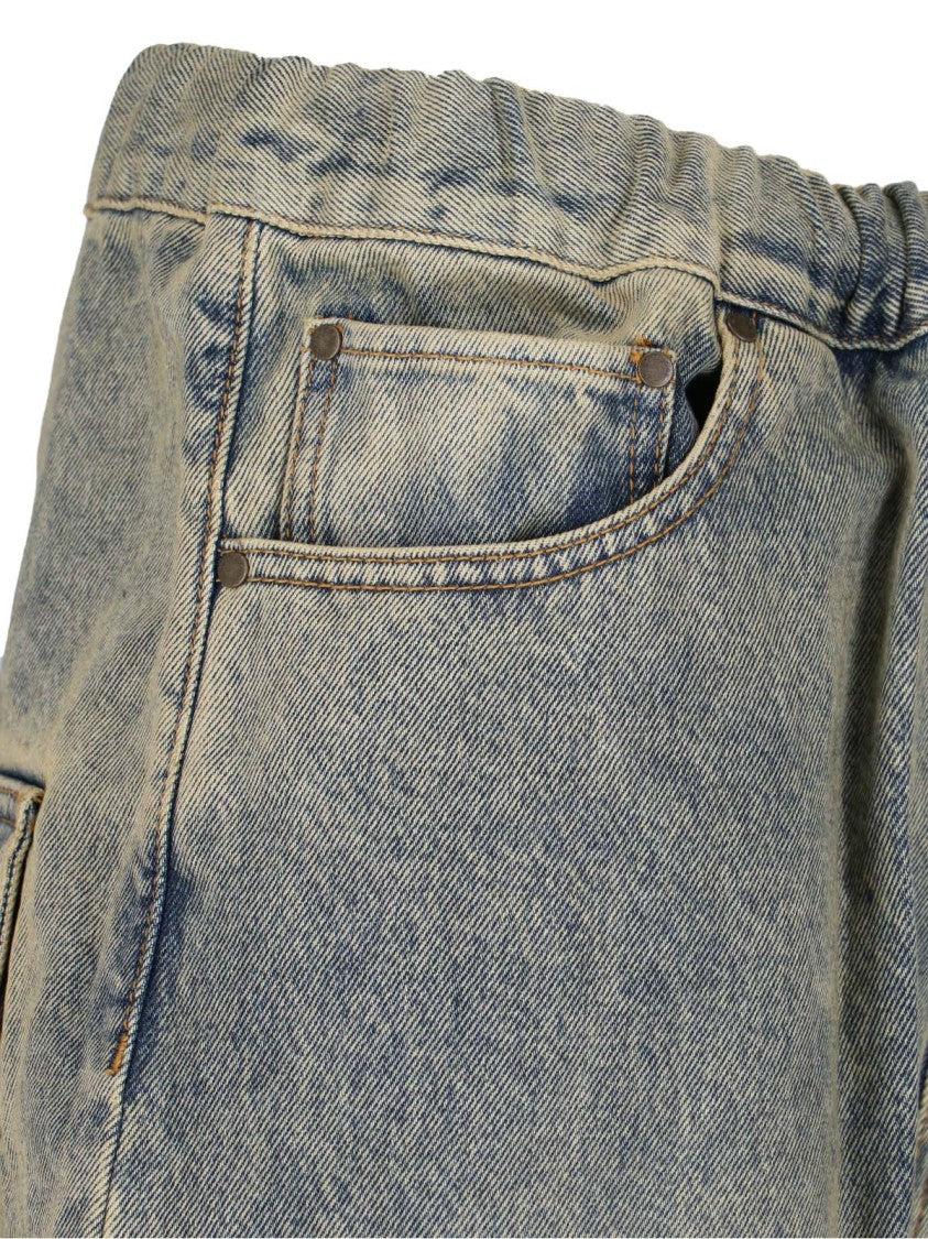 Entire Studios Wide-Leg Denim Shorts With Drawstring Closure