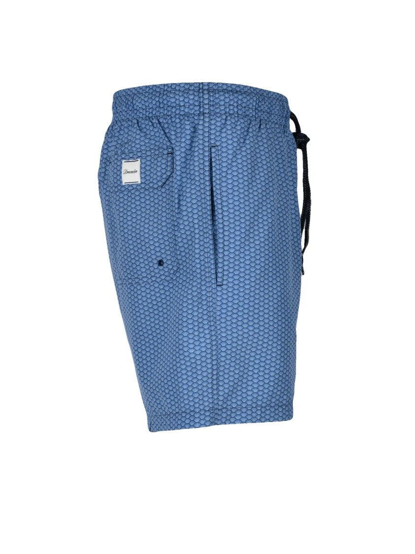 Drumohr Mid-Thigh Swim Shorts With Textured Pattern And Adjustable Fit