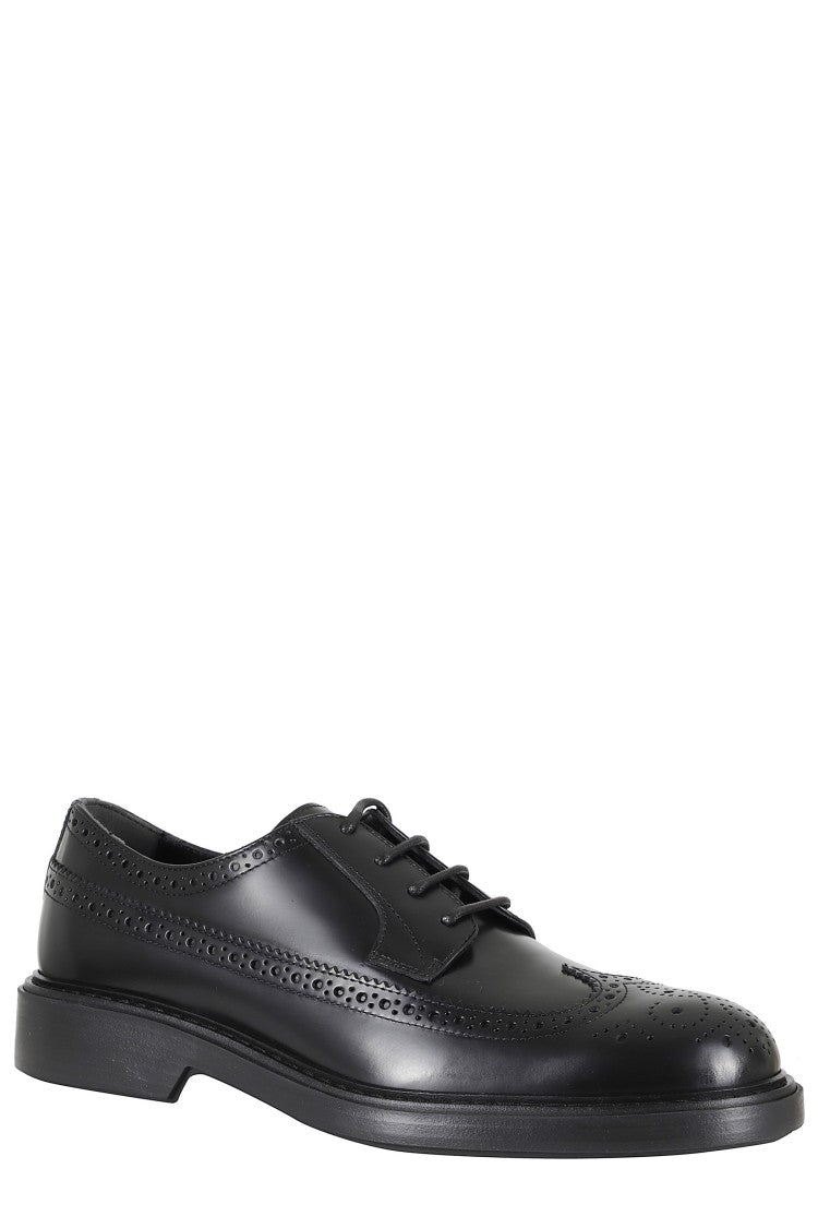 Hogan Black H704 Perforations Laced Leather Derby Shoes