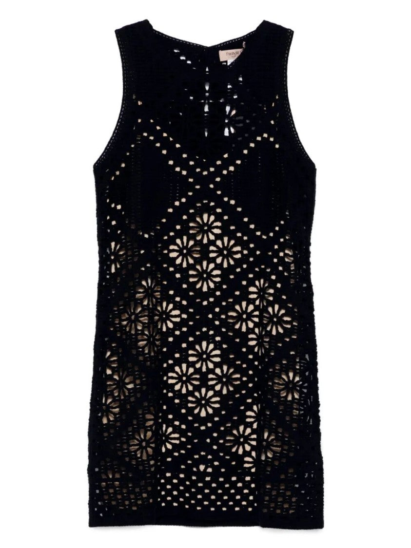 Twin-Set Sleeveless Floral Cut-Out Mini Dress