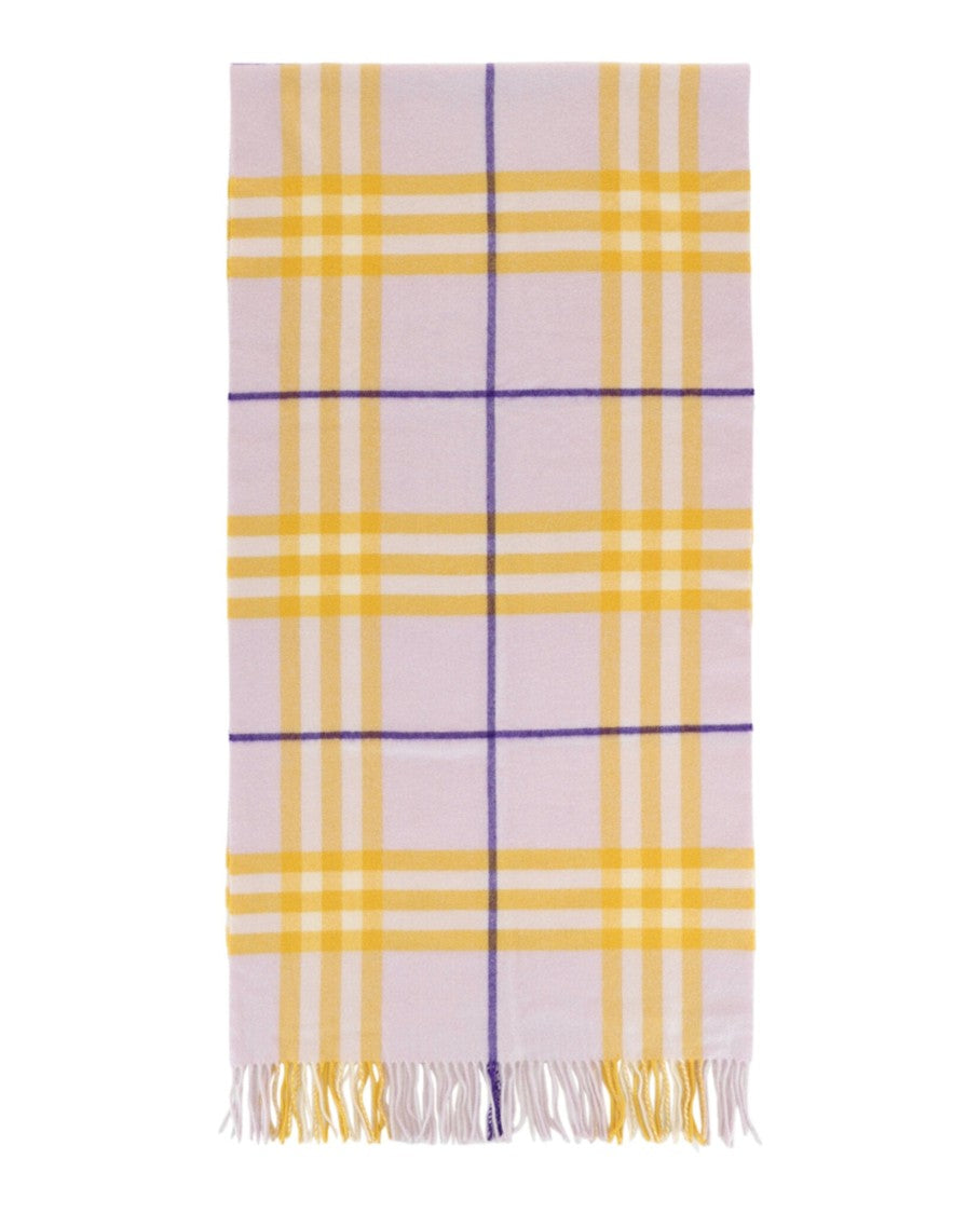 Burberry Check-Pattern Fringed Cashmere Scarf
