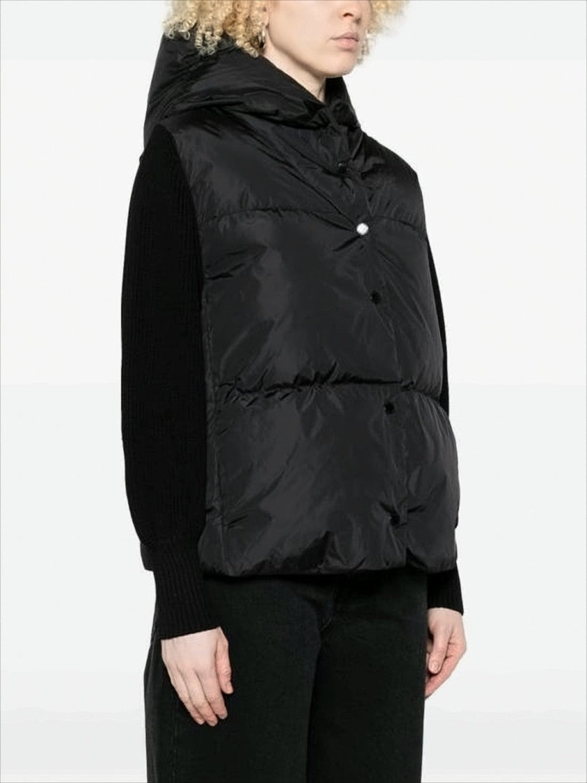 Canada Goose Puffer Jacket With Contrasting Knit Sleeves And Hood