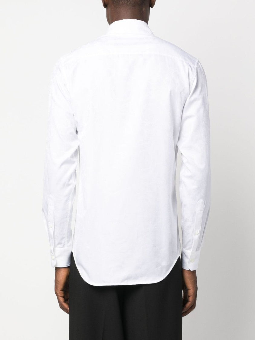 Versace Full Jacquard White Cotton Long-Sleeve Shirt