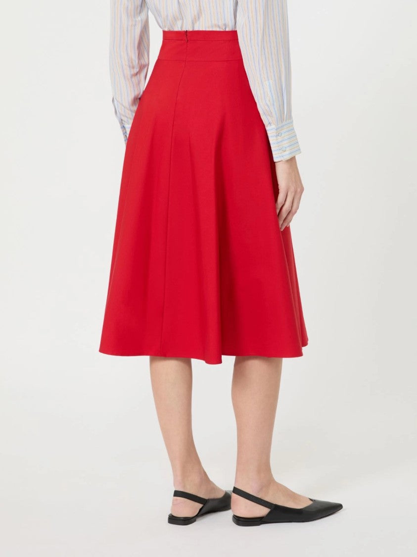 Max Mara Red Midi Skirt With Structured Pleats