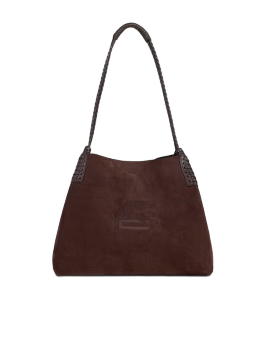 Etro Medium Suede Shopping Bag With Braided Handle