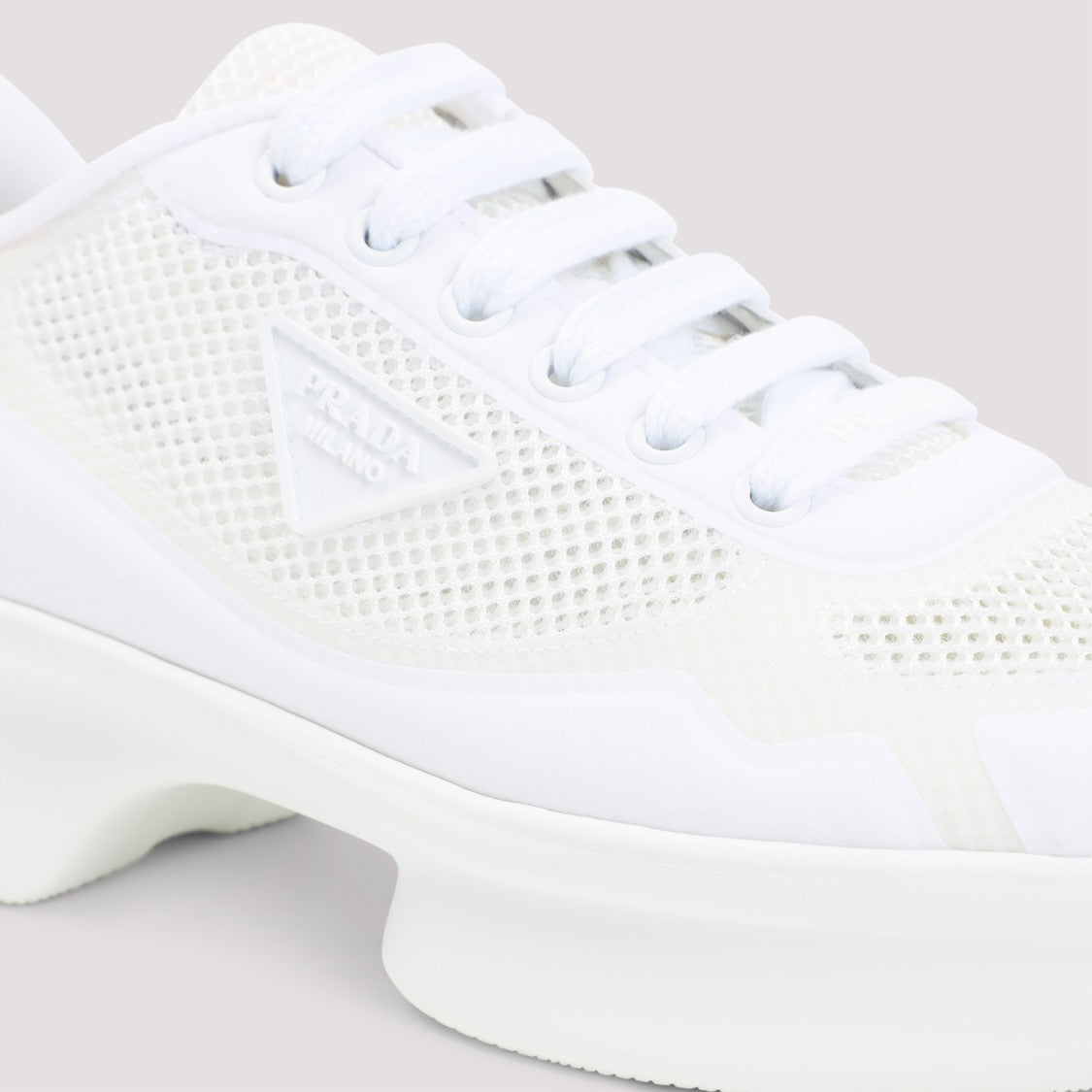 Prada Wavy White Polyester Sneakers