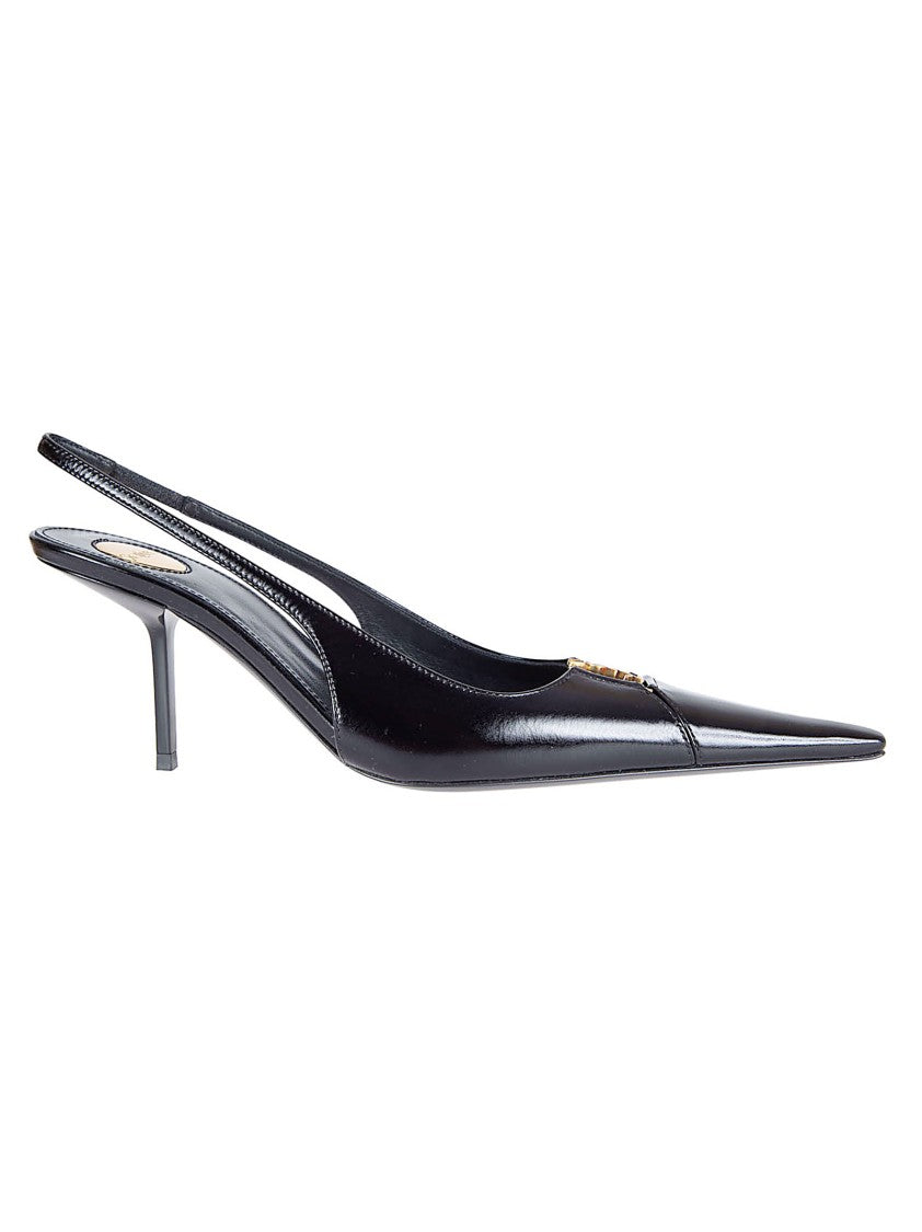 Saint Laurent Slingback Pumps With Perforated Detailing And Stiletto Heel