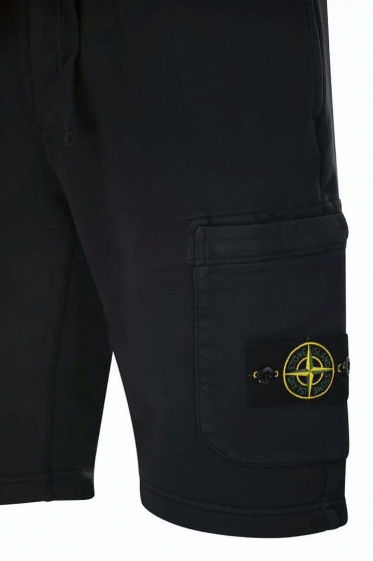 Stone Island Black Cotton Shorts With Adjustable Drawstring