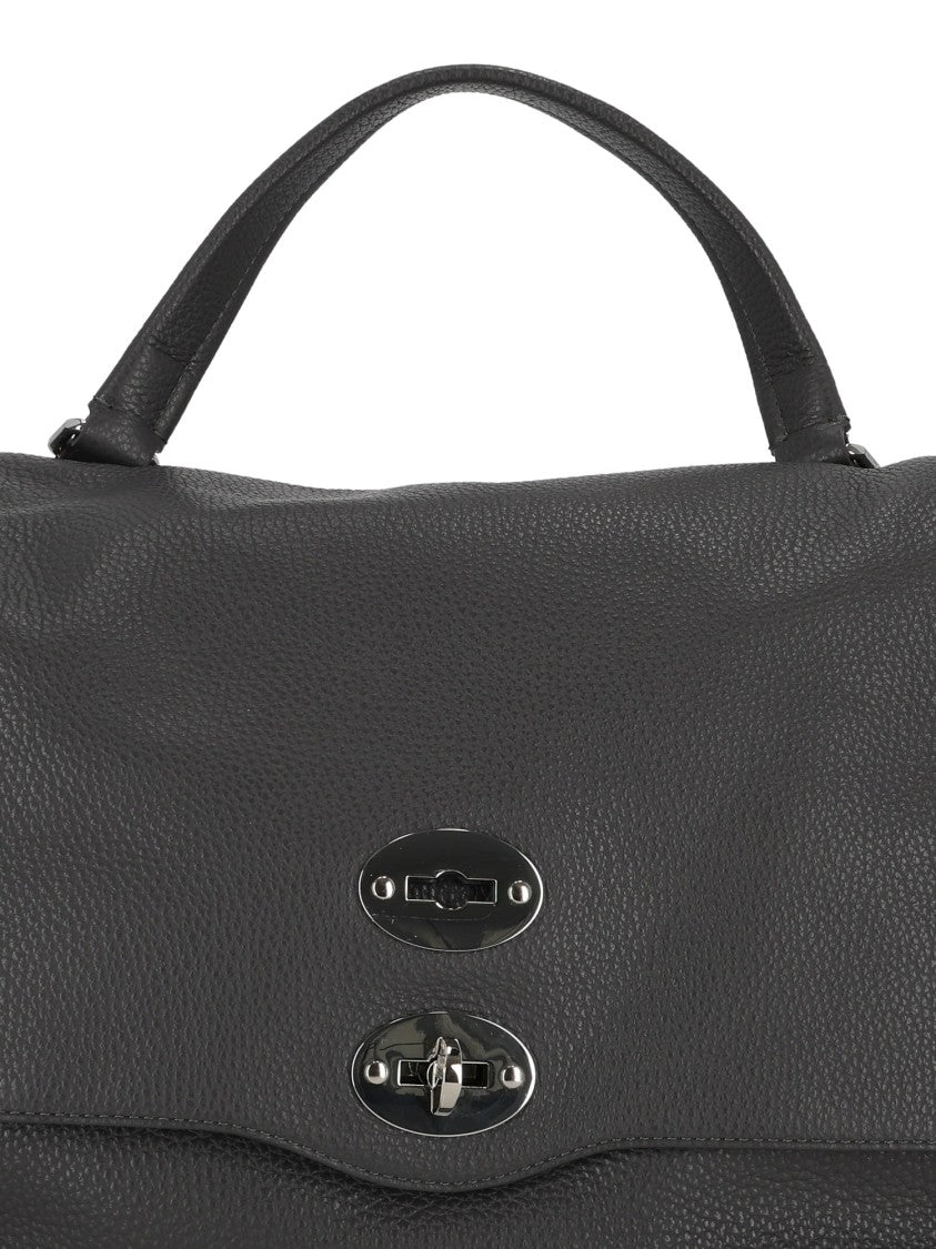 Zanellato Srl Grey Vulcano Daily Pebbled Leather Shoulder Bag