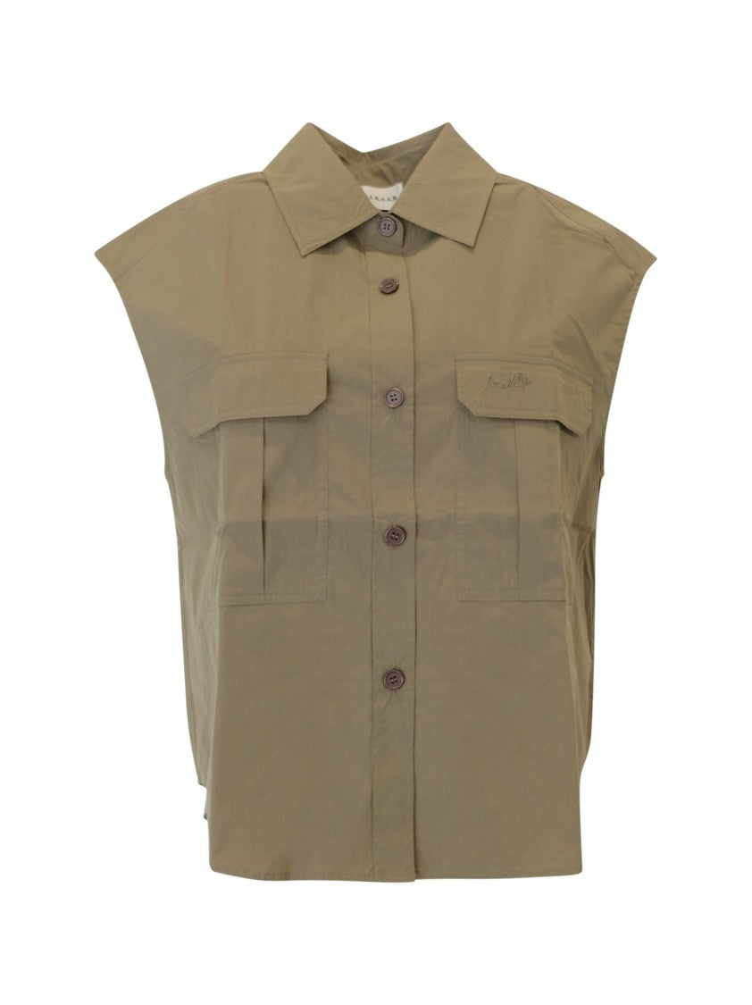 P.A.R.O.S.H. Ninja Green Olive Nylon/Cotton Shirt