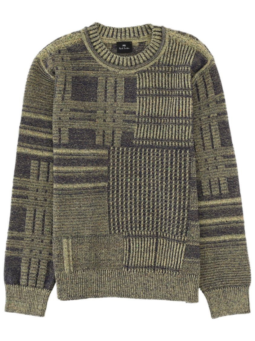 Ps Paul Smith Patchwork Knit Sweater With Ribbed Details