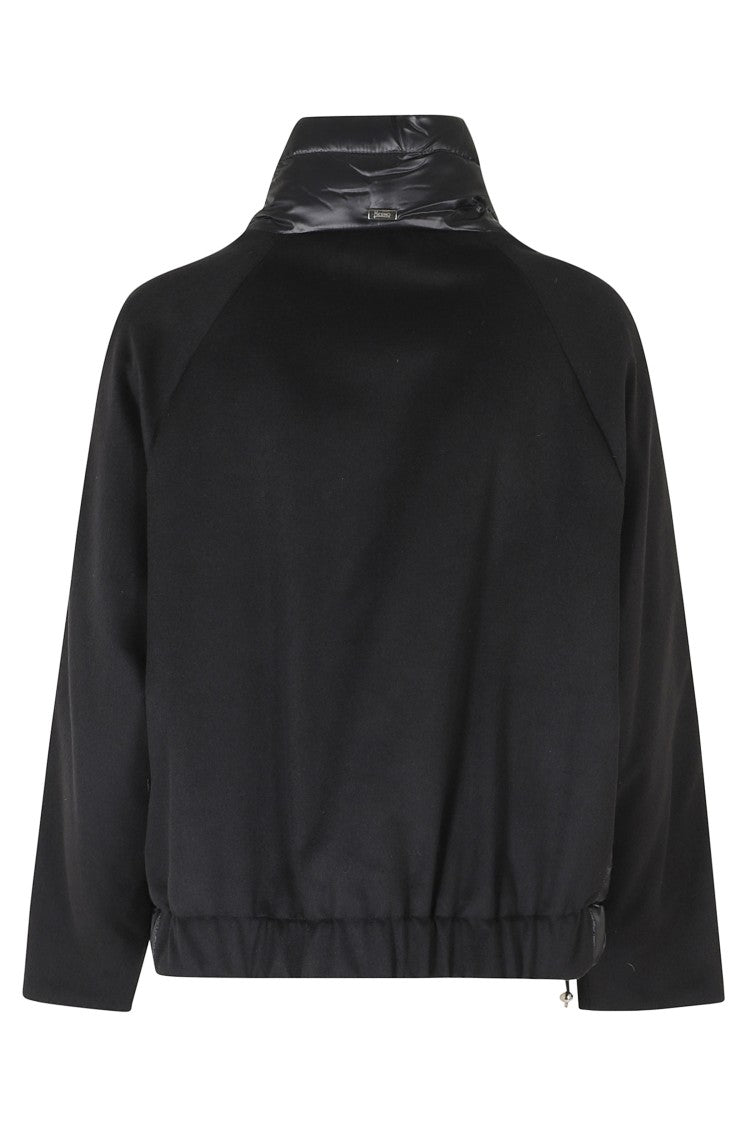 Herno Black High Neck Drawstring Double-Slider Zip Polyester Down Jacket