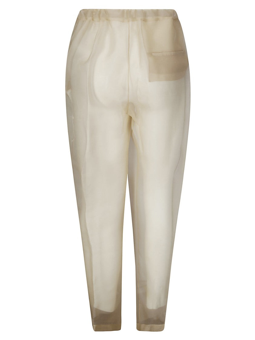 Khaite Beige Semi-Transparent Silk Pants With Drawstring Waist