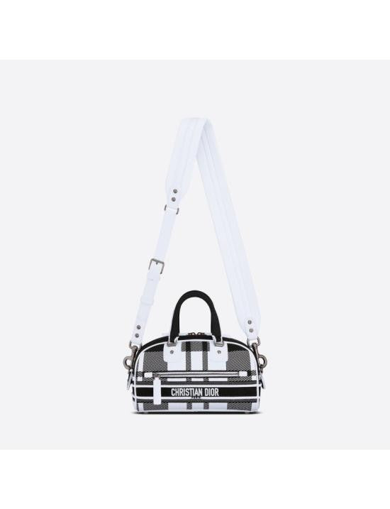Dior Structured Checkered Tote Bag With Silver-Tone Hardware