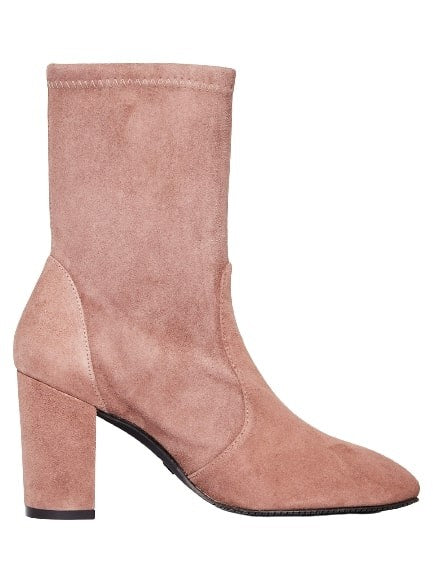 Stuart Weitzman Suede Ankle Boot With Turtledove High Heel