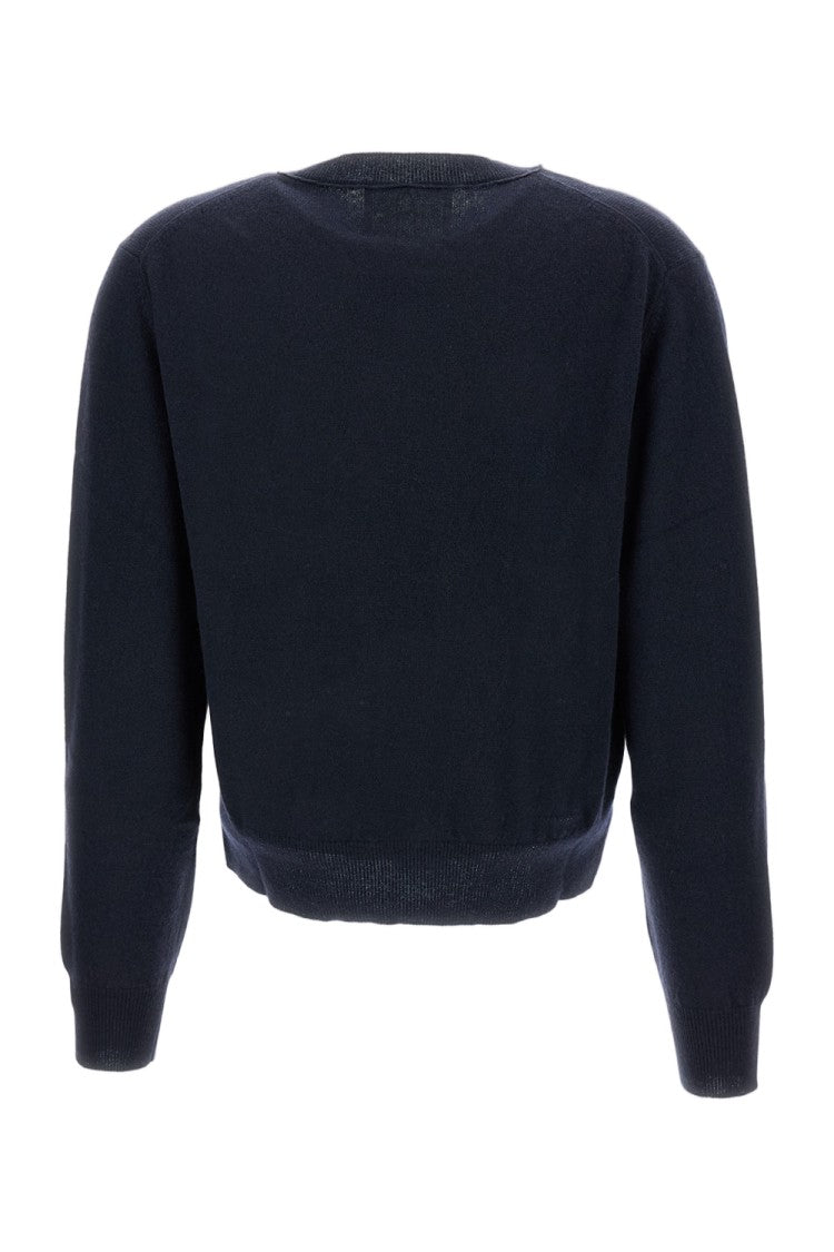 Lisa Yang Cropped Black Wool Sweater With Ribbed Trim