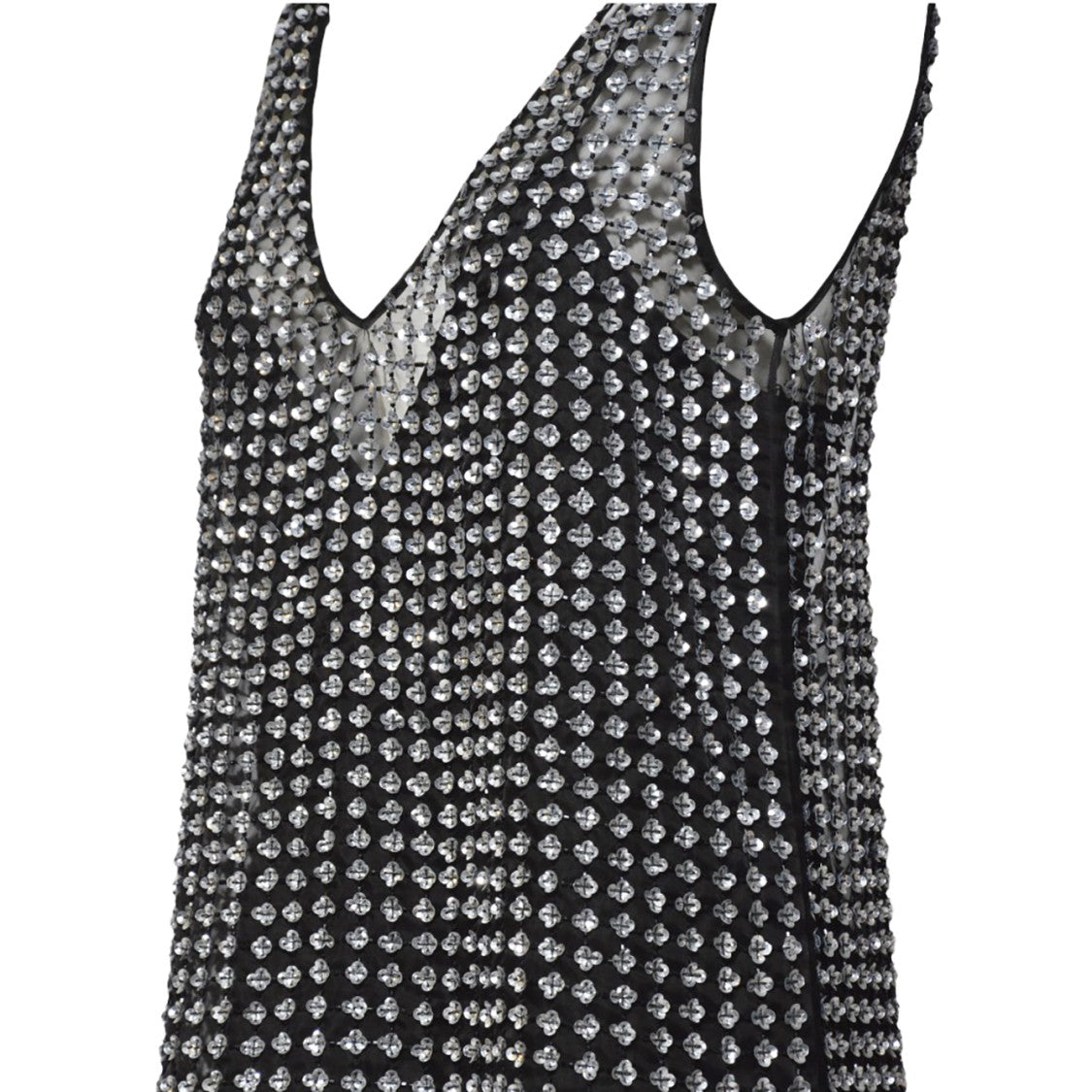 Max Mara Silk Organza Mini Dress With Floral Sequins