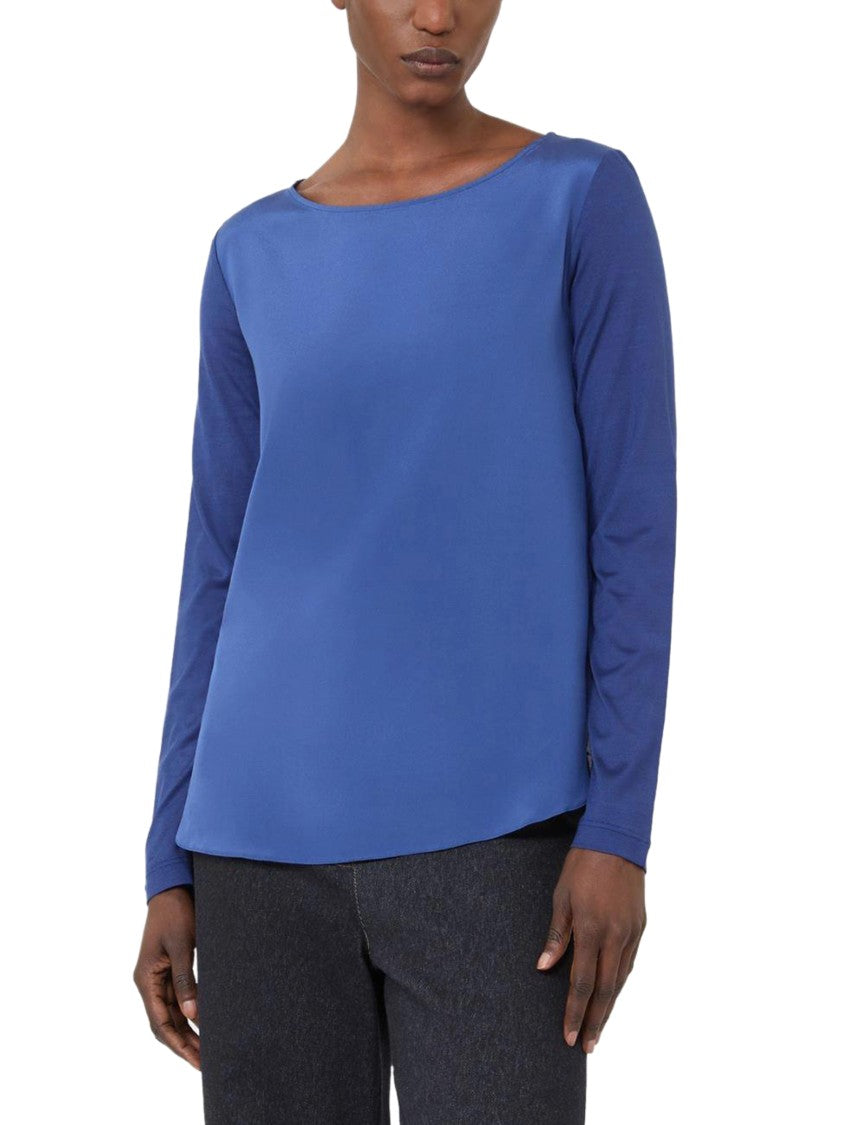 Max Mara Round Neck Silky Long-Sleeve Top