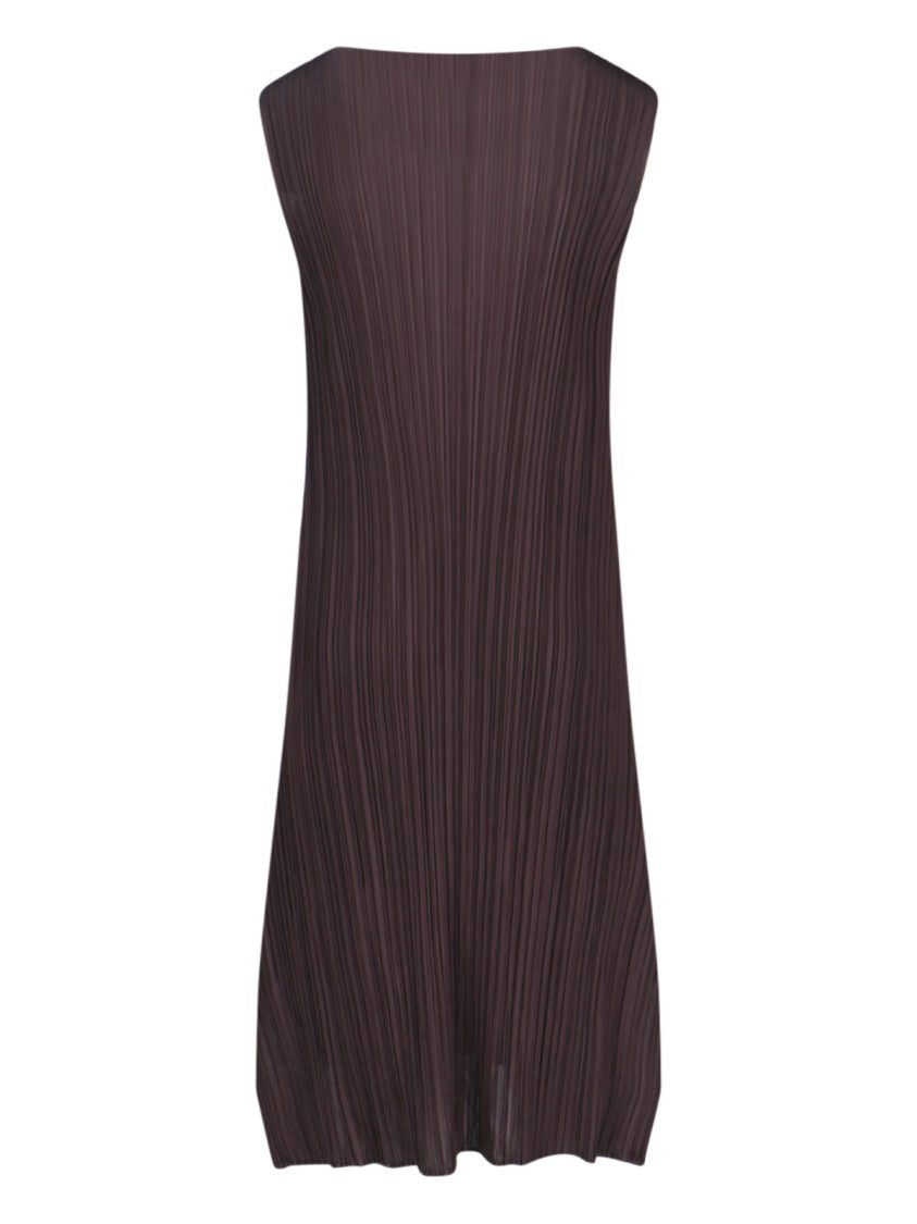 Pleats Please Plissé Midi Dress – Brown
