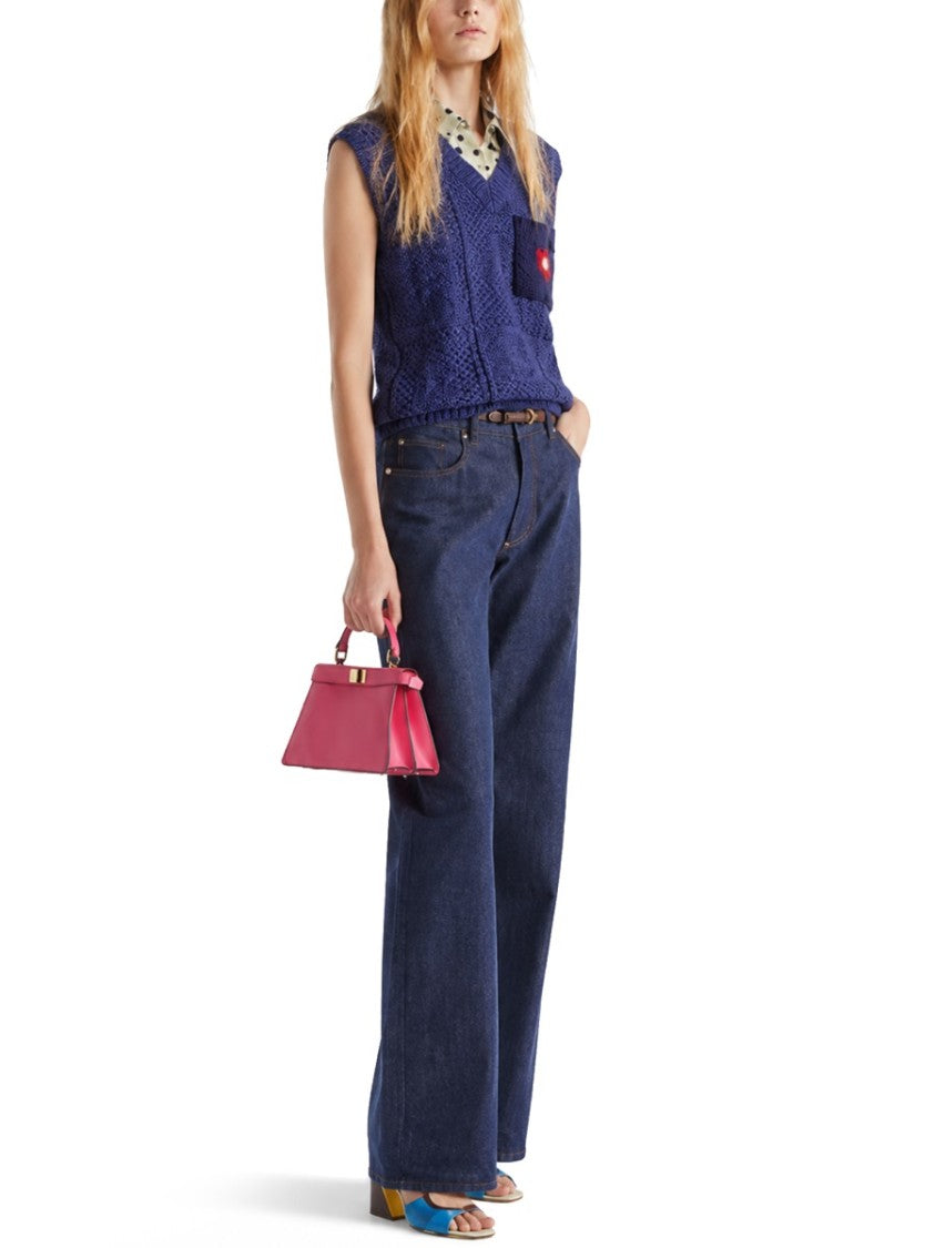 Fendi Indigo Blue High-Waist Wide-Leg Jeans