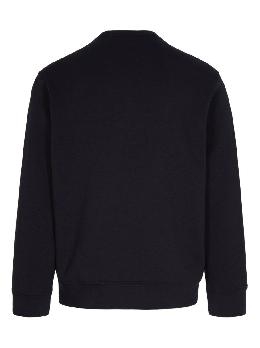 Emporio Armani Navy Blue Crewneck Sweatshirt With Maxi Embroidery