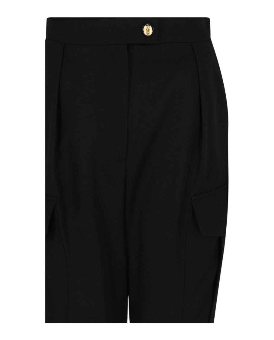 Alexander Mcqueen High-Rise Tapered Cargo Trousers With Flap Pockets And Gold Accents