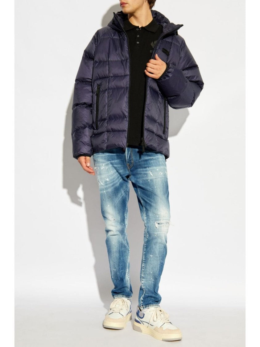 Dsquared2 Navy Blue Stretch-Cotton Padded Jacket