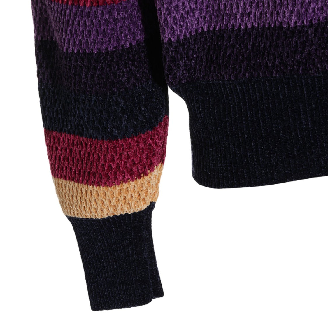 Drôle De Monsieur Striped Textured Knit Collar Sweater