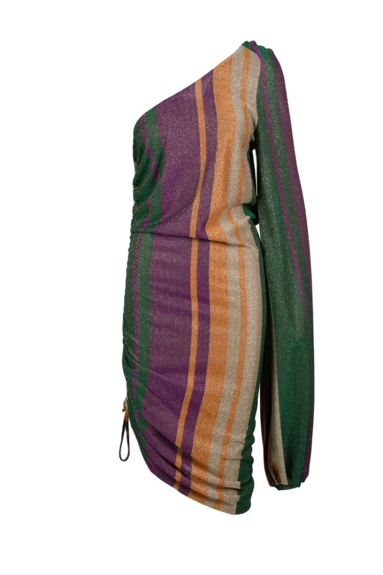 Simona.A Multicolor Striped Viscose-Blend Evening Dress