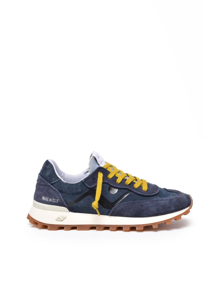 No Map Society Blue Leather-Blend Suede Sneakers