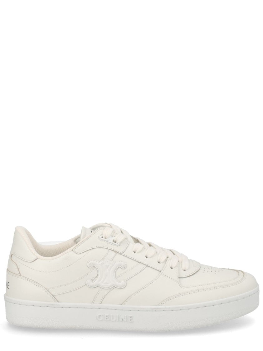 Celine White Ct-11 Calf Leather Low-Top Sneakers