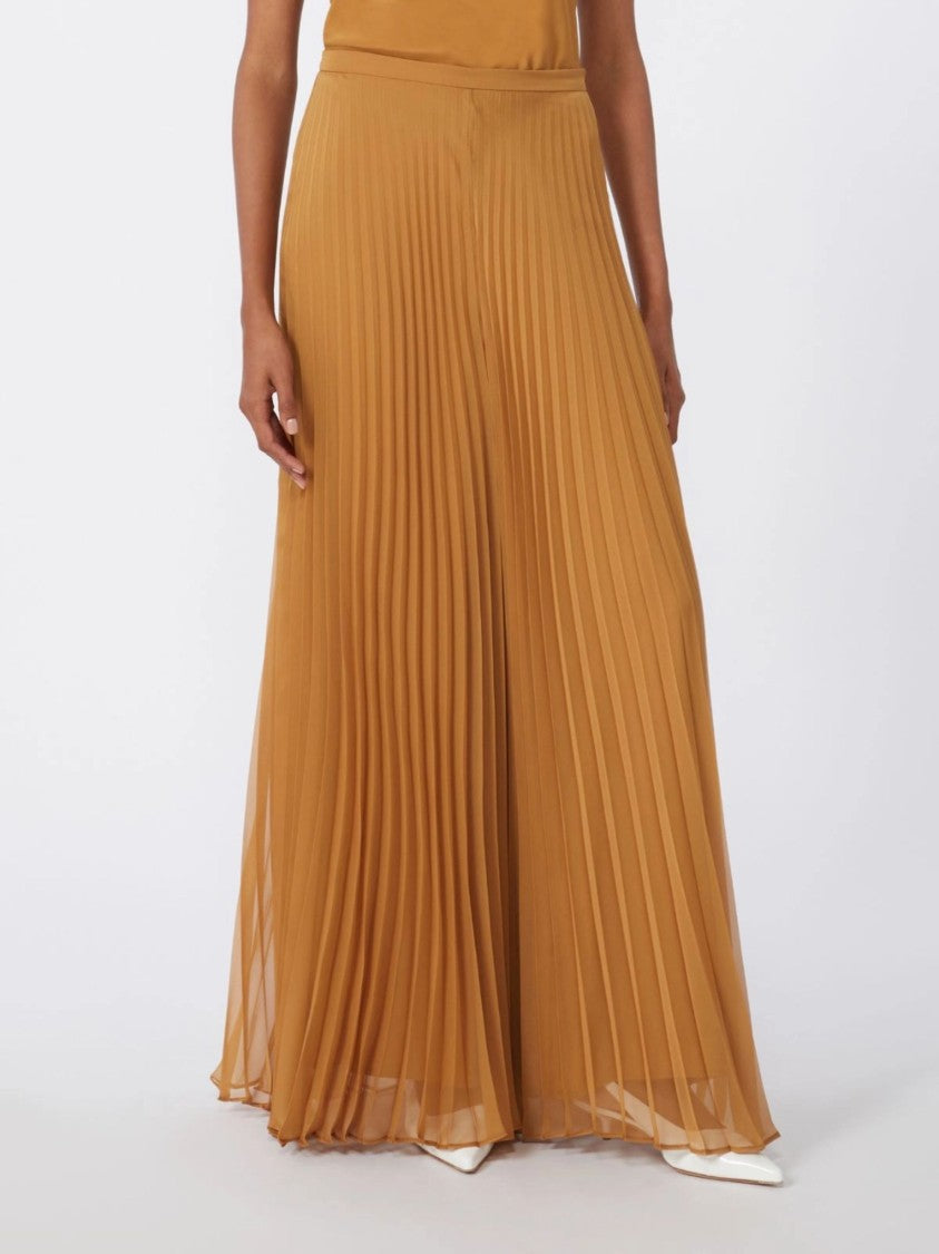 Max Mara Brown Side Zip Fastening Pleated Straight-Leg Pants