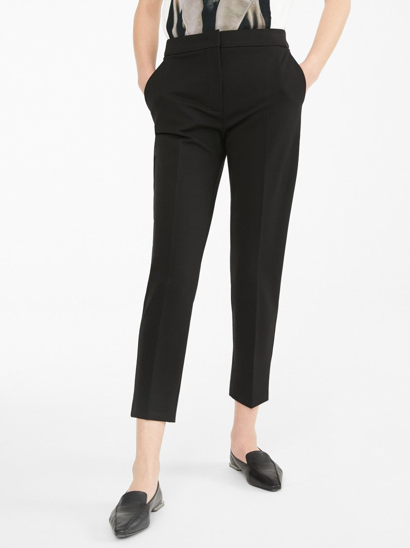 Max Mara Black Pegno Cropped Slim Viscose Pants