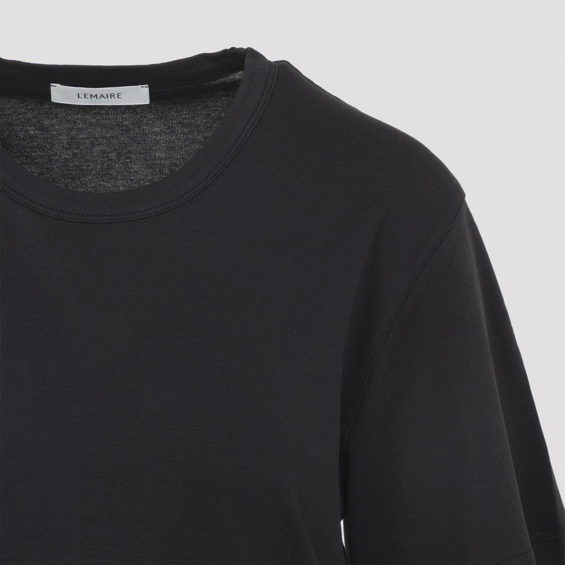 Lemaire Minimalist Black Cotton T-Shirt With Crew Neckline