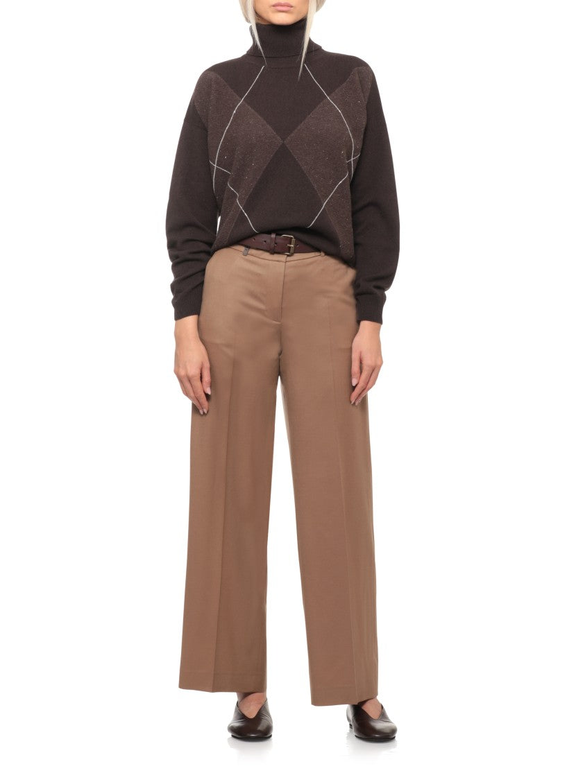 Peserico Structured Wool Blend Sweater With Geometric Pattern