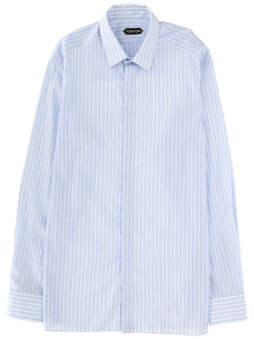 Tom Ford Long Sleeved Vertical Stripe Cotton Shirt