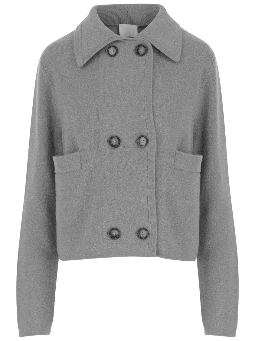 Allude Sophisticated Wool And Cashmere Jacket With Double-Breasted Closure
