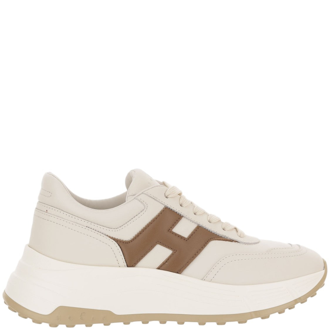 Hogan Chunky Sole Sneakers With Brown Leather Detail