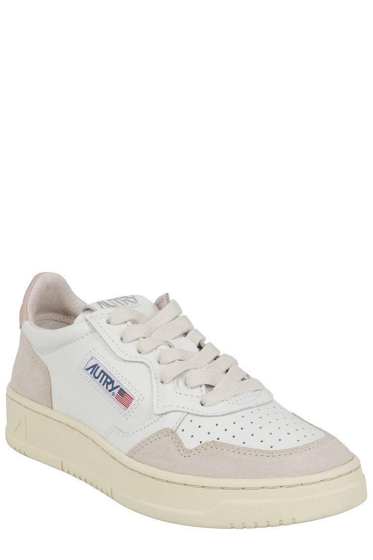 Autry White Powder Pink Medalist Low Suede Leather Sneakers