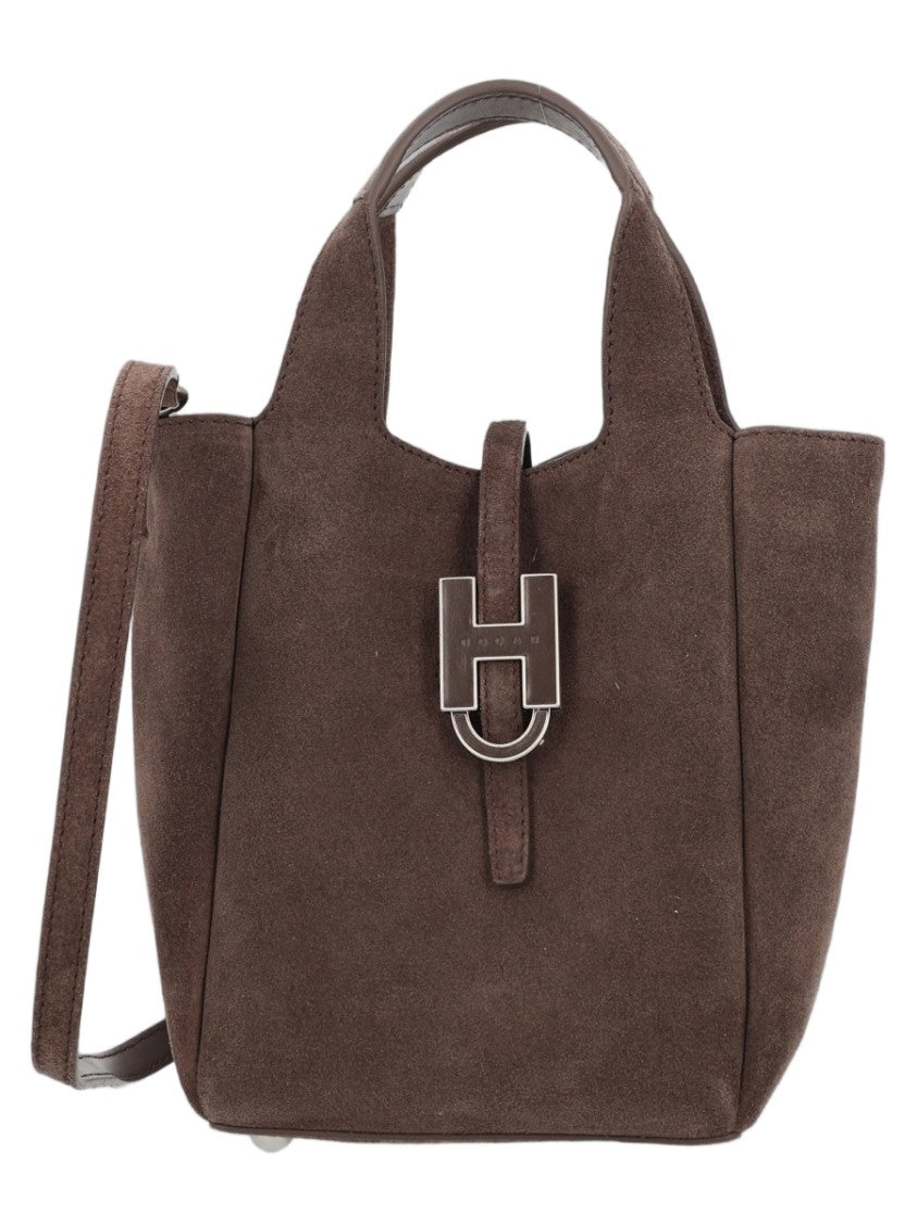 Hogan Mini Calfskin Tote Bag With Metallic 'H' Clasp