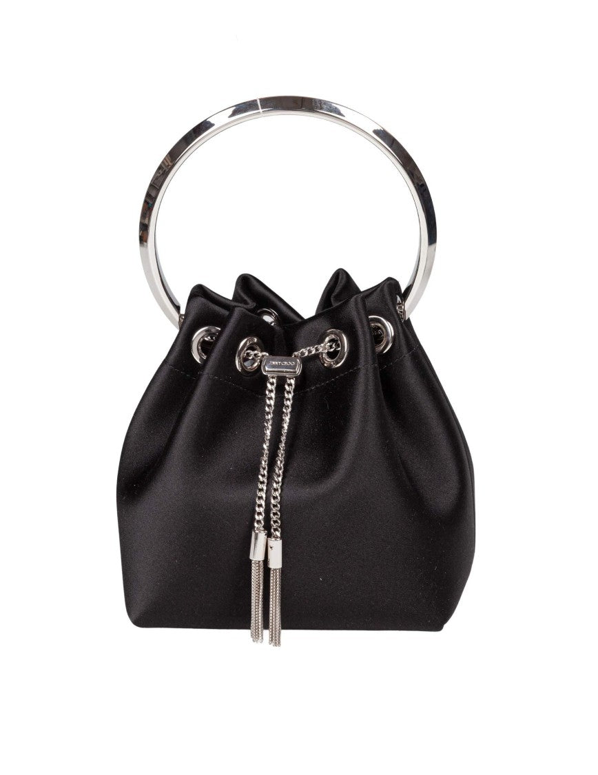 Jimmy Choo Bon Bon Fuq Satin Handbag, Black