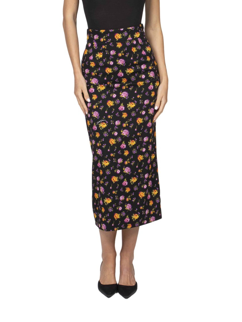 Dolce & Gabbana Vibrant Floral Print Fitted Midi Skirt