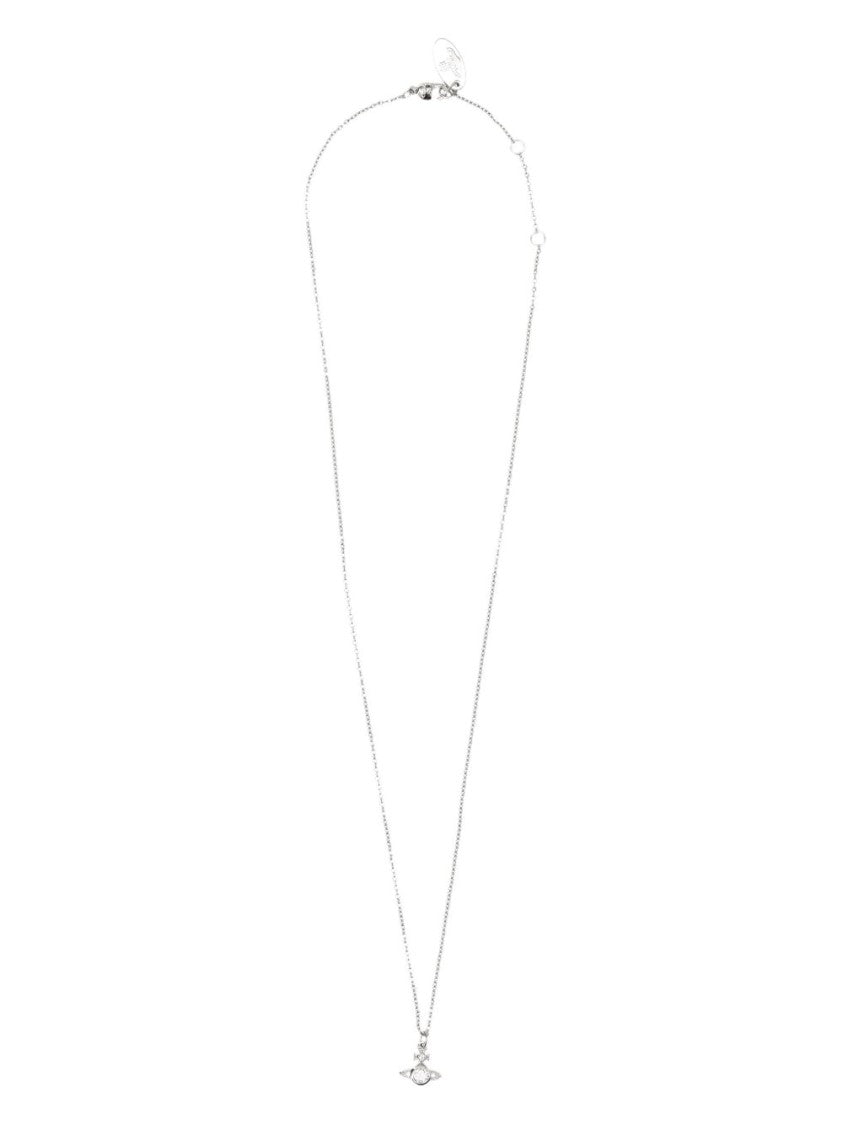 Vivienne Westwood Silver-Tone Delicate Chain Orb Plaque Necklace
