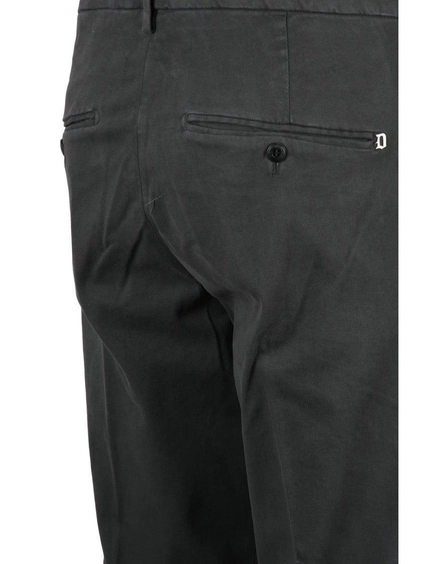 Dondup Grey Gaubert Pleated Cotton-Blend Trousers
