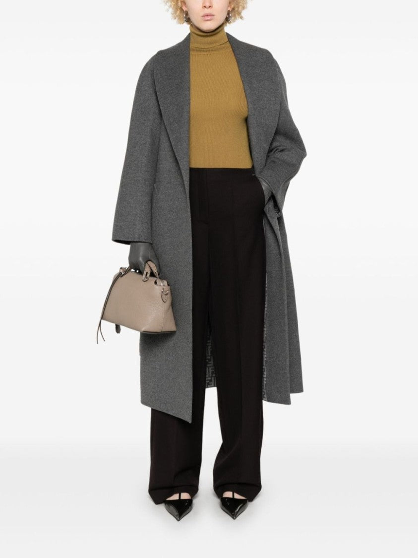 Fendi Wide-Leg Dark Violet Trousers With High Waist And Pleated Front