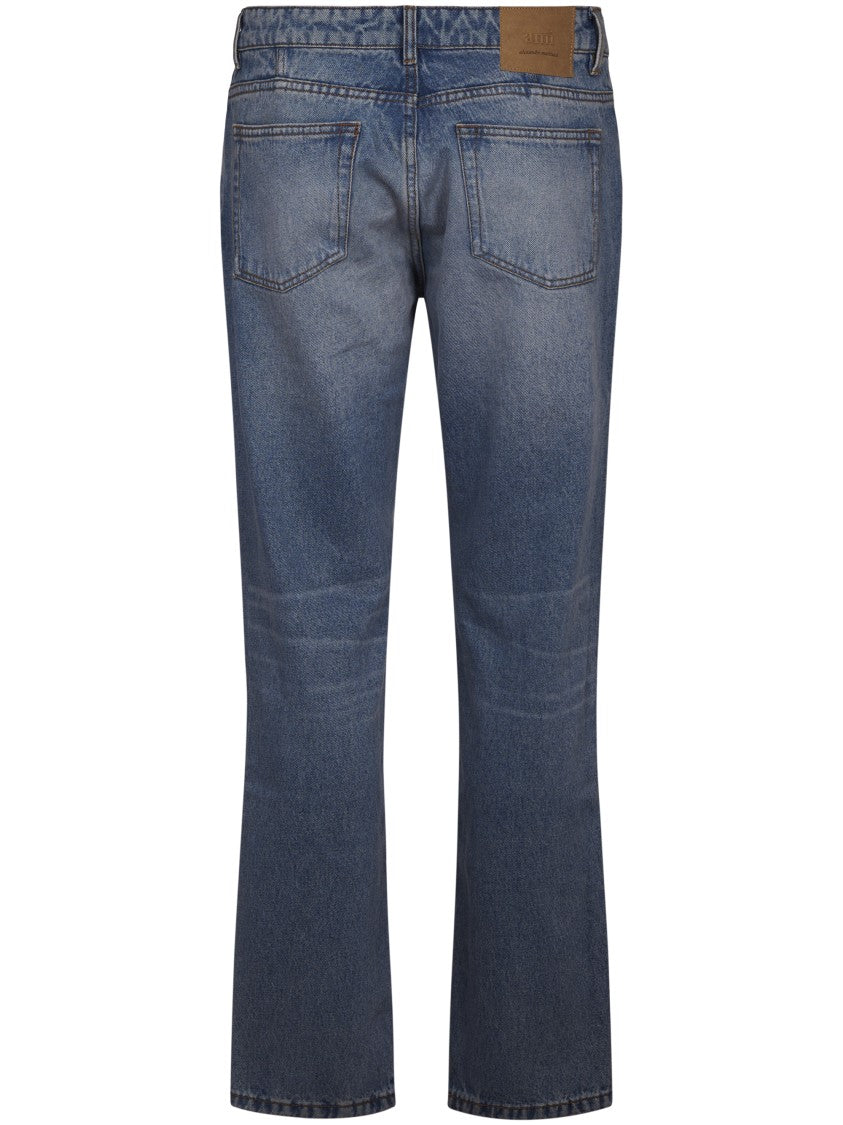 Ami Classic Fit Straight Leg Jeans With Five-Pocket Design