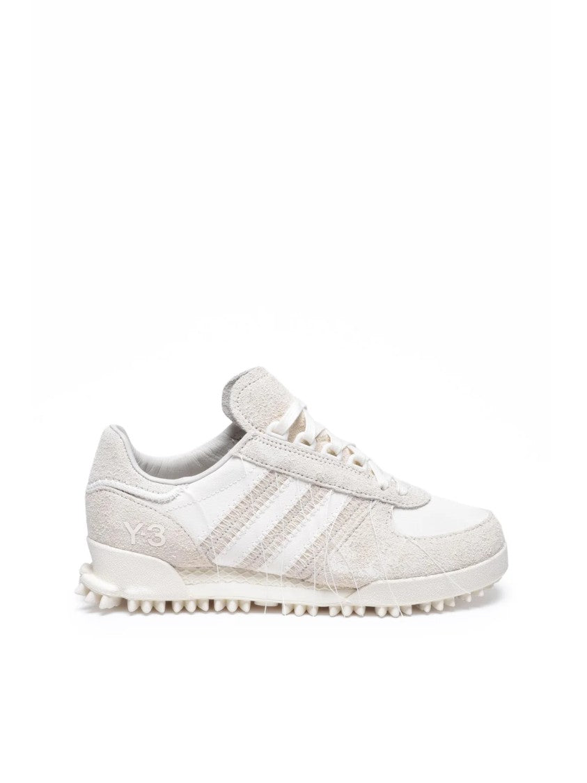 Y-3 Beige Leather Low-Top Sneakers