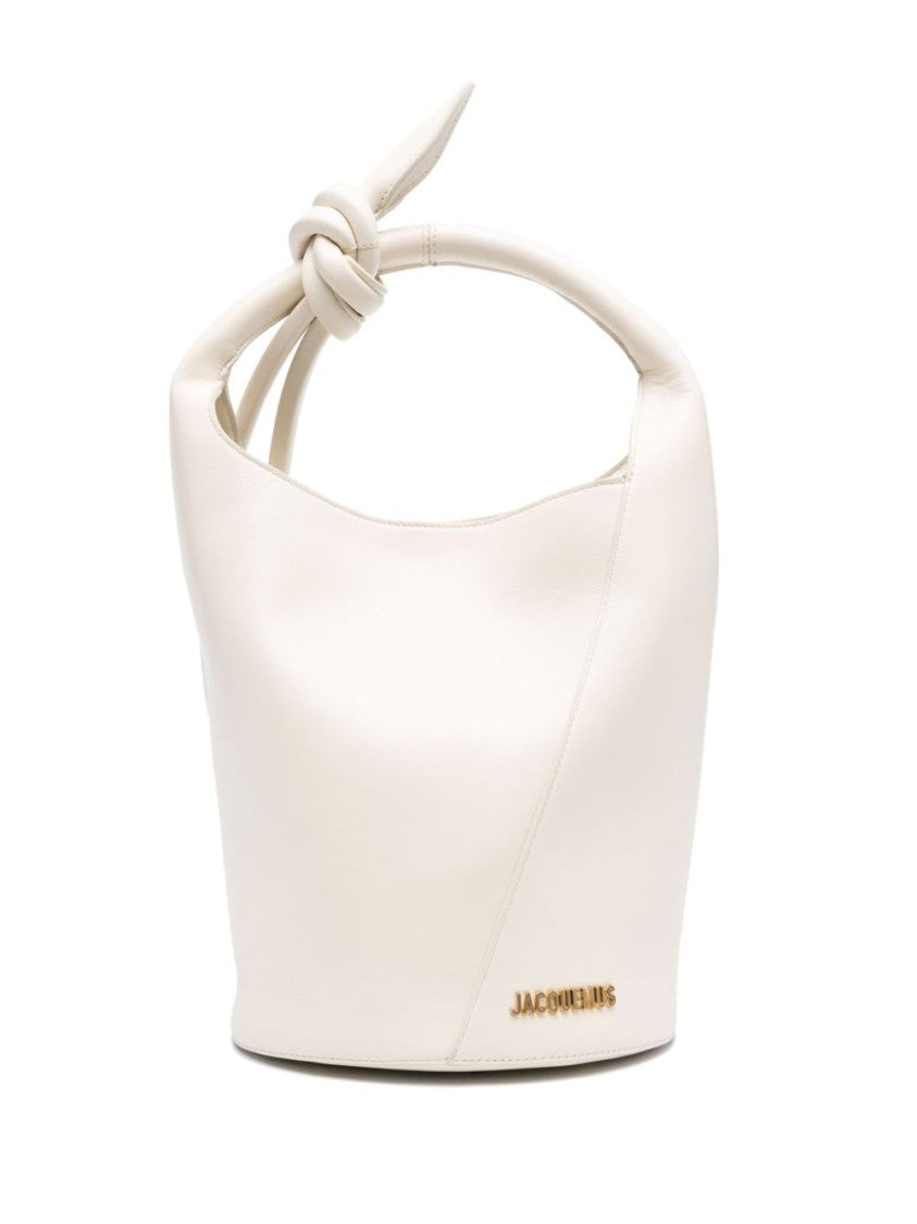 Jacquemus Ivory White Grained Calf Leather Structured Bag