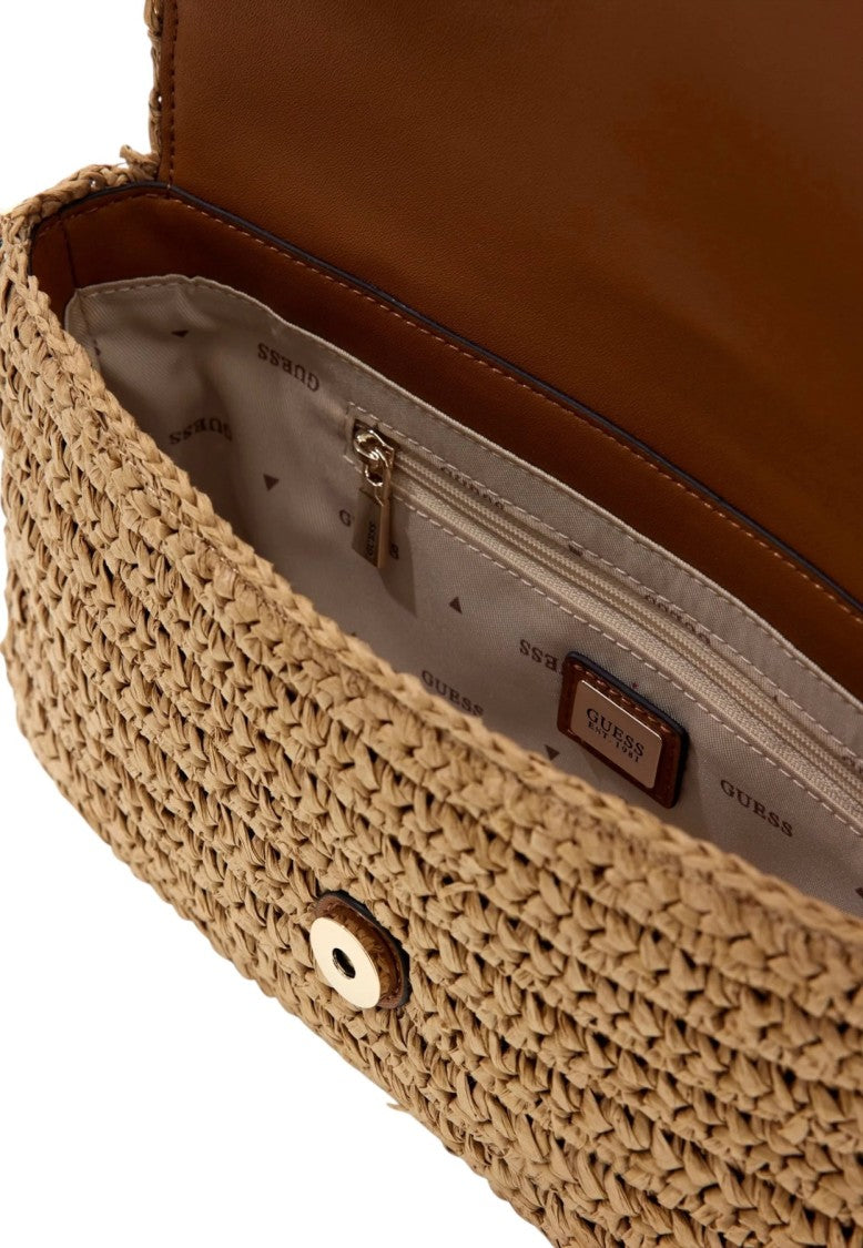 Guess Ophelia Raffia Shoulder Bag