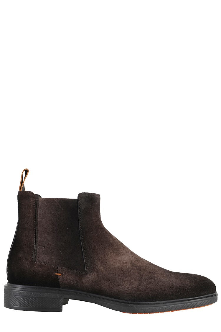 Santoni Dark Brown Suede Ankle Boots